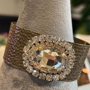 Gold and Silver Crystal Embellished brass Bracelet